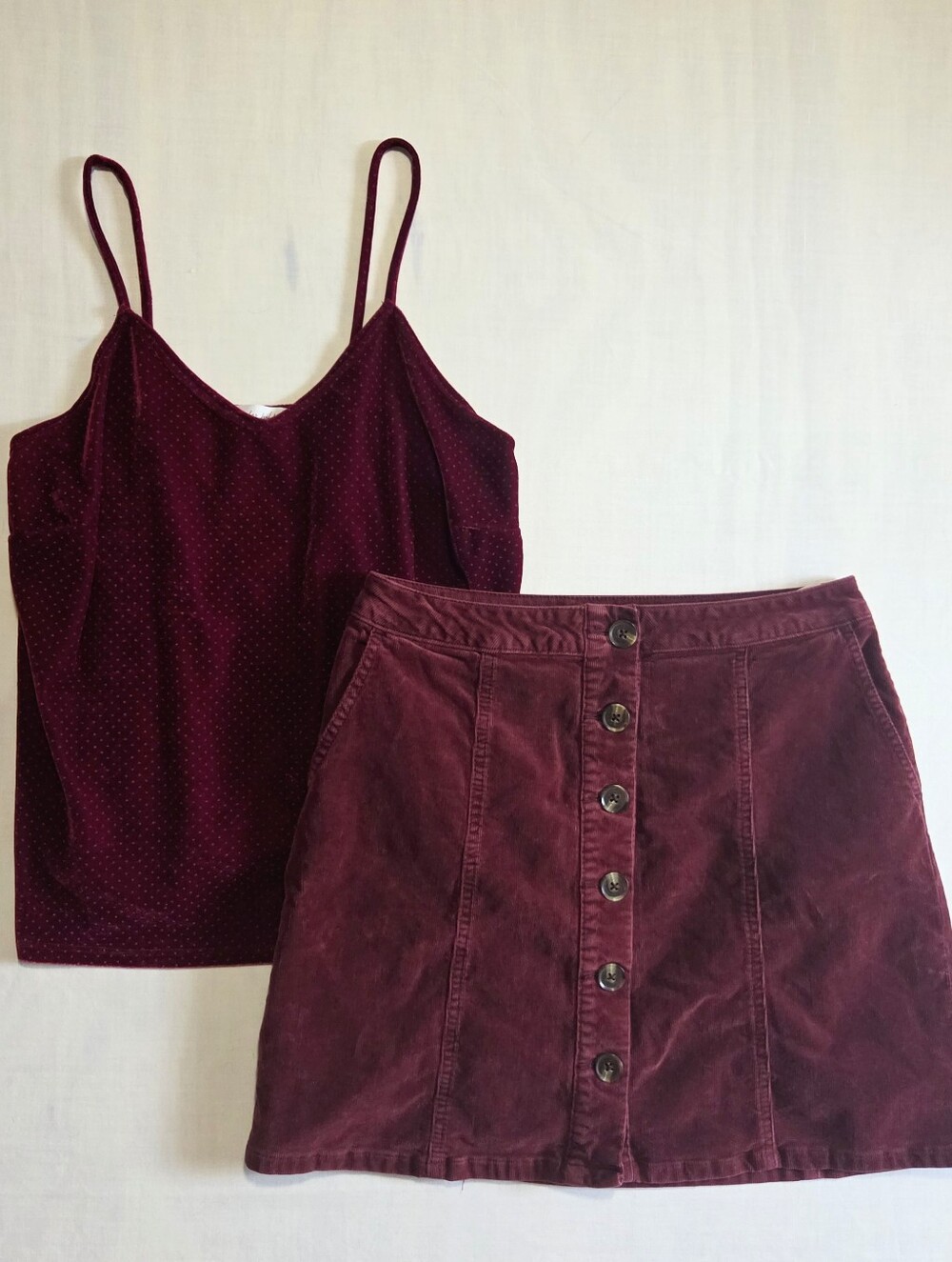 Lavender Fields Maurices Burgundy Maroon Skirt Tank Top Bundle S M